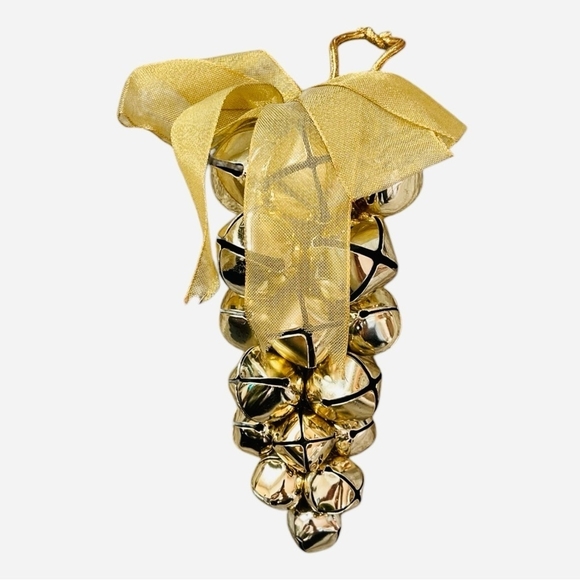 VNTG Jingle Bells Ornament Gold Metal Jingle Bell Grape Cluster Ornament Decor - Picture 4 of 4